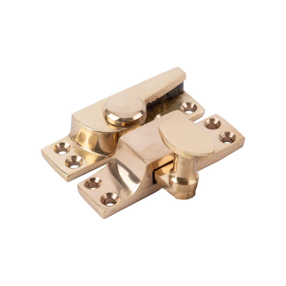 Sash Heritage Straight Arm Fastener Oval Knob - (Standard) - Polished Brass